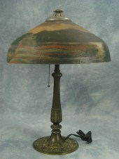 Reverse painted table lamp, te