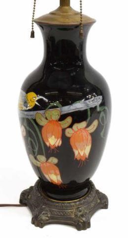 REVERSE PAINTED VASE BIRD MOTIF
