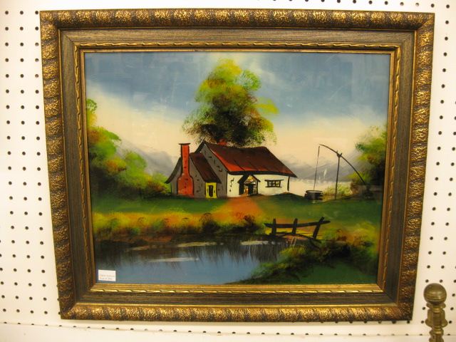 Reverse Painting on Glass farm