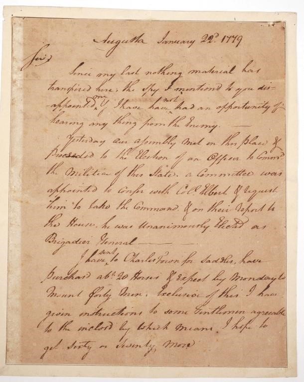 REVOLUTIONARY WAR LETTER 1779ALS