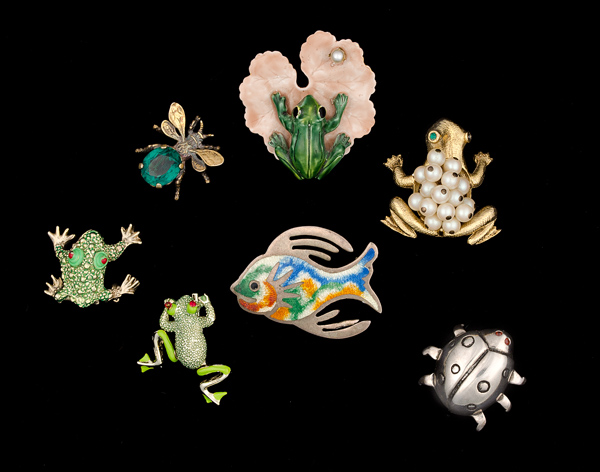 Rhinestone & Enameled Brooch