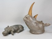 RHINOCEROS BUST AND RESTING HI