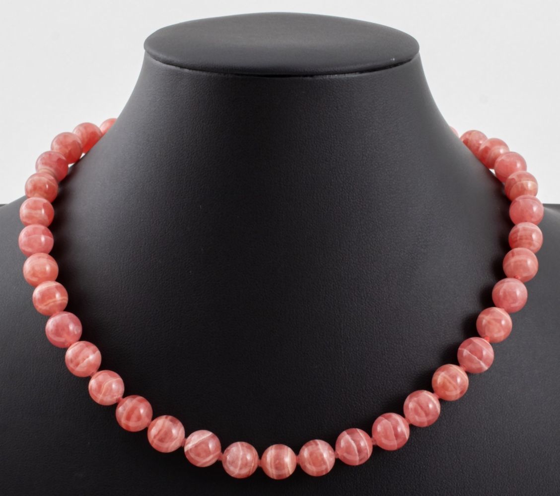 RHODOCHROSITE BEAD NECKLACE 18K