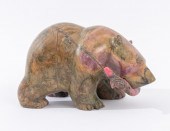 RHODONITE CARVED BEAR WITH SAL