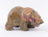 RHODONITE FIGURE OF A BEAR WIT