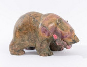 RHODONITE FIGURE OF A BEAR WIT