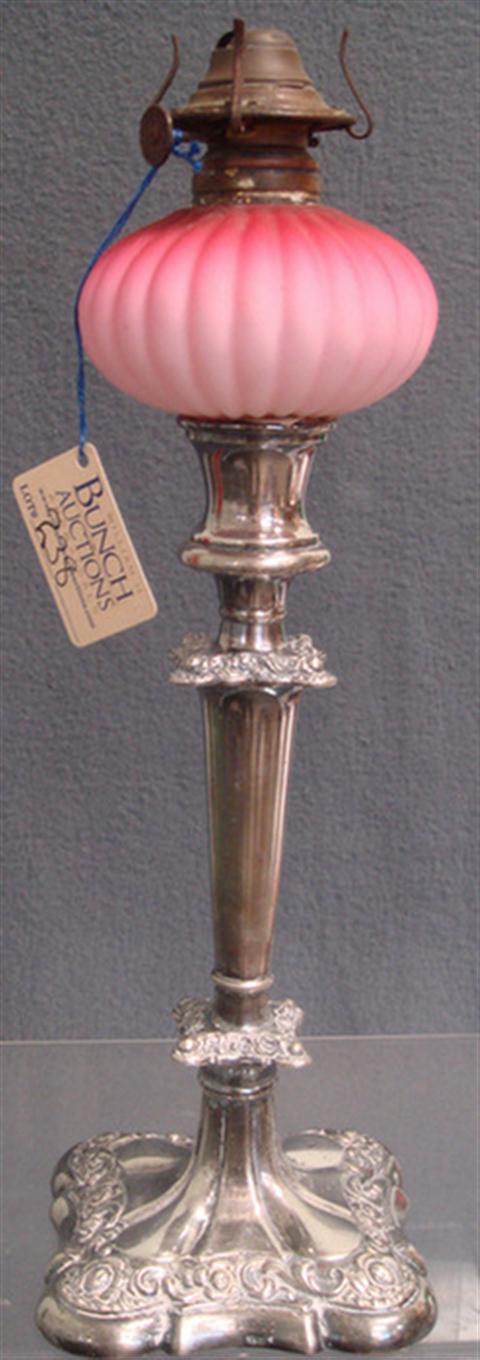 Ribbed satin peachblow peg lamp