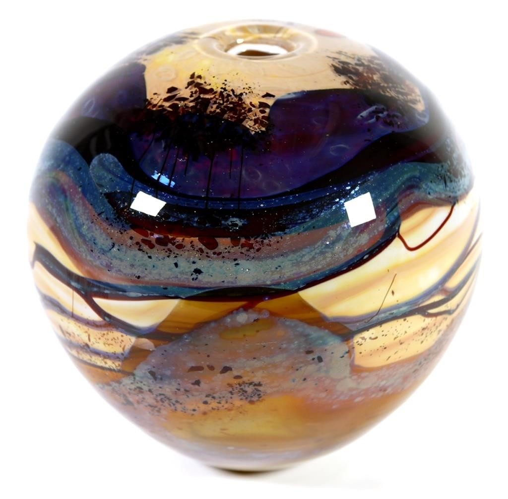 RICH MILLER ART GLASS VASE,