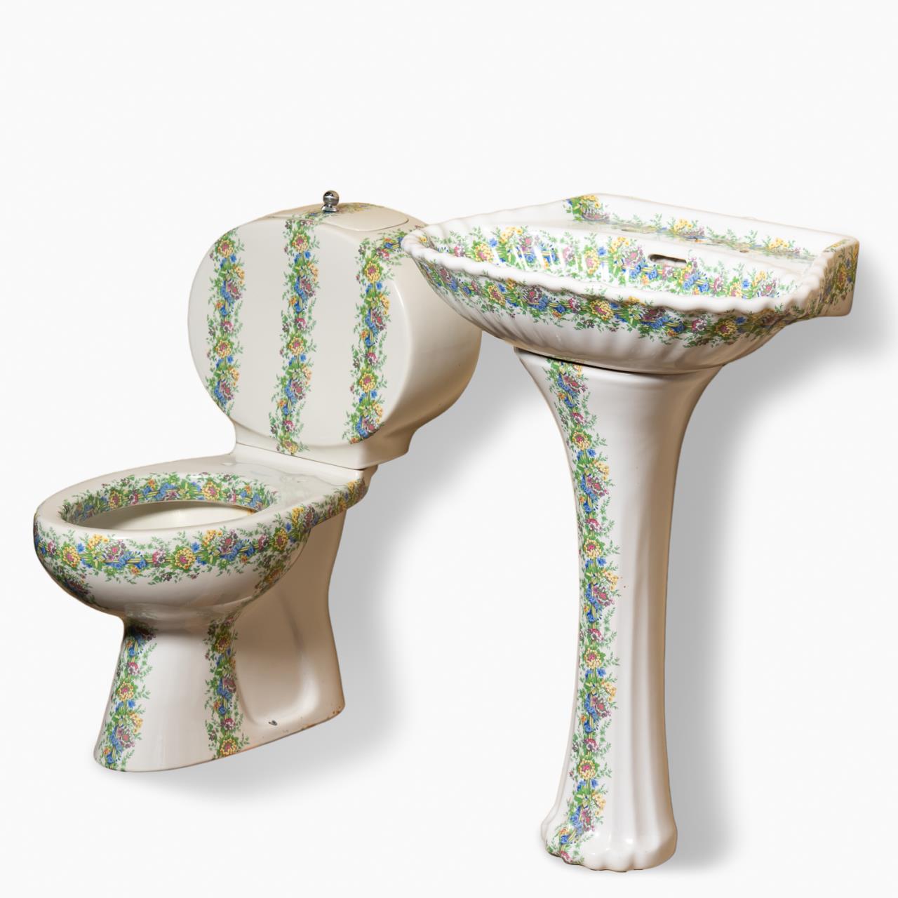 RICHARD GINORI FLORAL PEDESTAL SINK