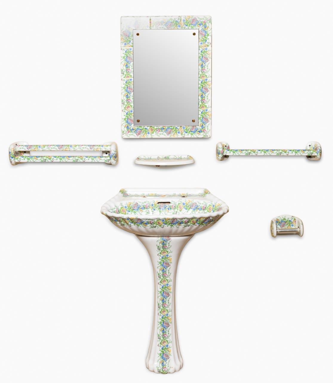 RICHARD GINORI FLORAL PEDESTAL SINK