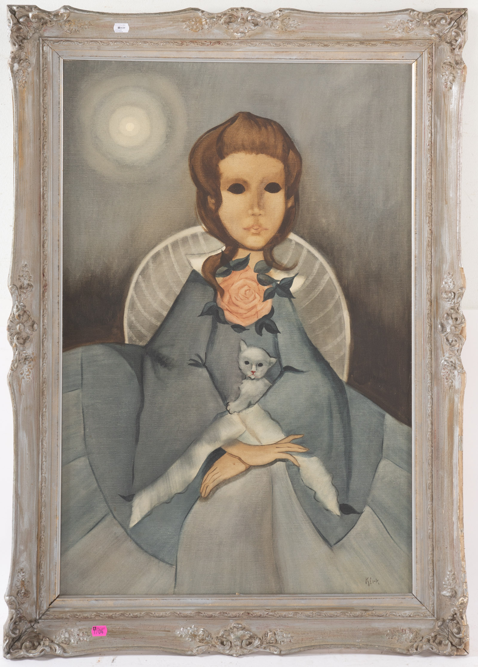 RICHARD KIRK. GIRL WITH CAT, OIL