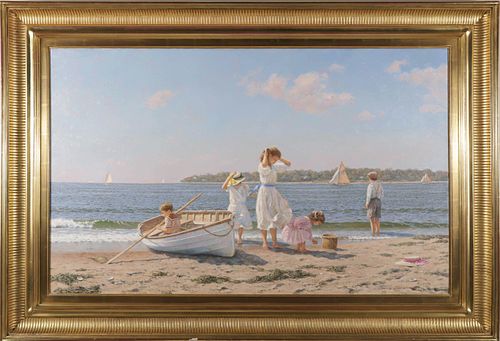 RICHARD LOUD OIL ON CANVAS "BEACH