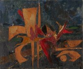 RICHARD MILLER OIL & COLLAGE -