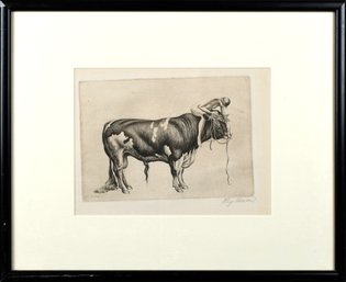 Richard Müller black ink etching,
