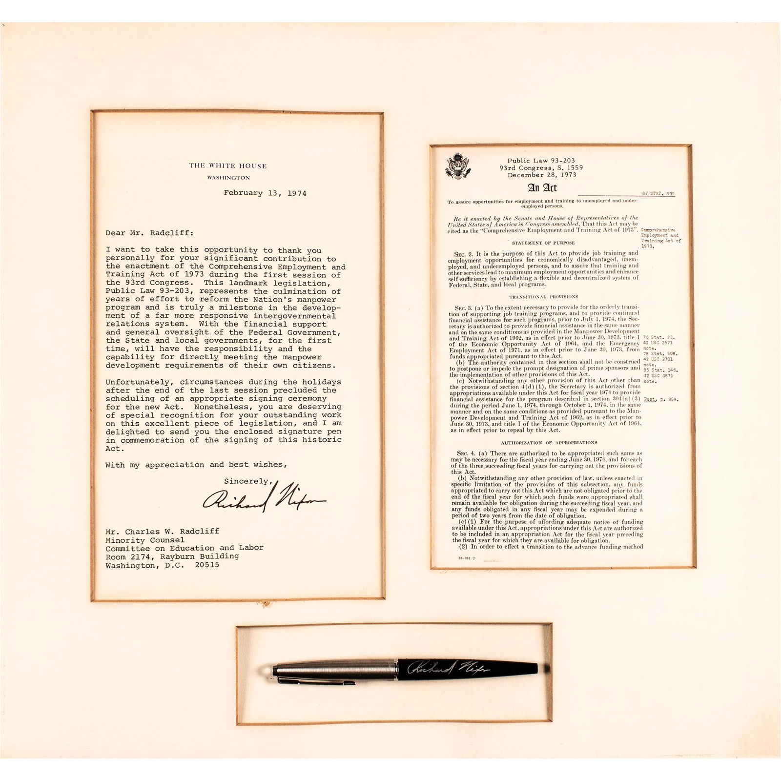 RICHARD NIXON, ACTUAL SIGNING