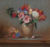 RICHARD PIONK, PASTEL, FLORAL