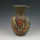 Rick Wisecarver vase with carv
