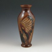 Rick Wisecarver vase with carv