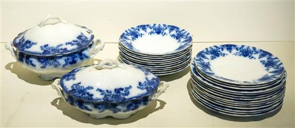 RIDGWAYS FLOW BLUE DECORATED