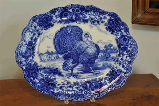 RIDGWAYS FLOW BLUE PLATTER.
