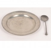 Rimmed pewter plate; Boardman