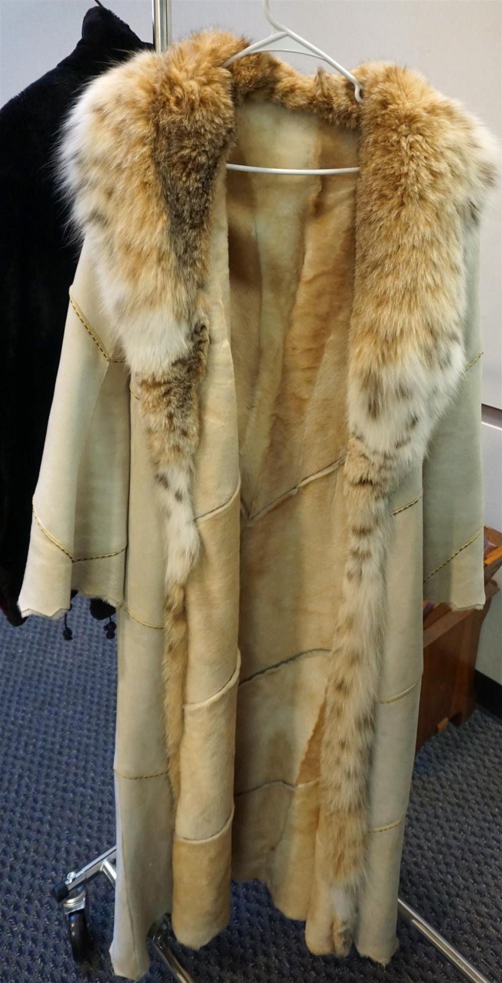 RINDI SUEDE COAT WITH SABLE TRIM,