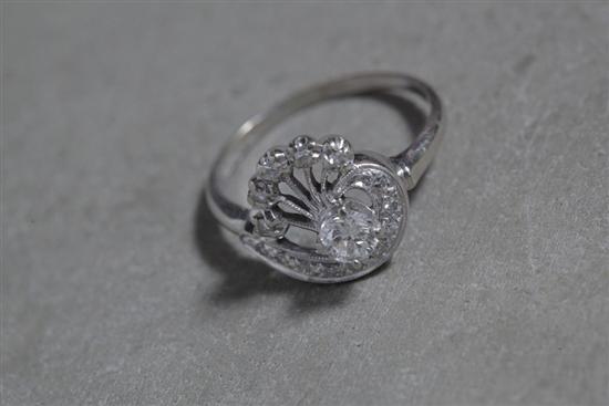 RING. Marked 14K white gold ring by