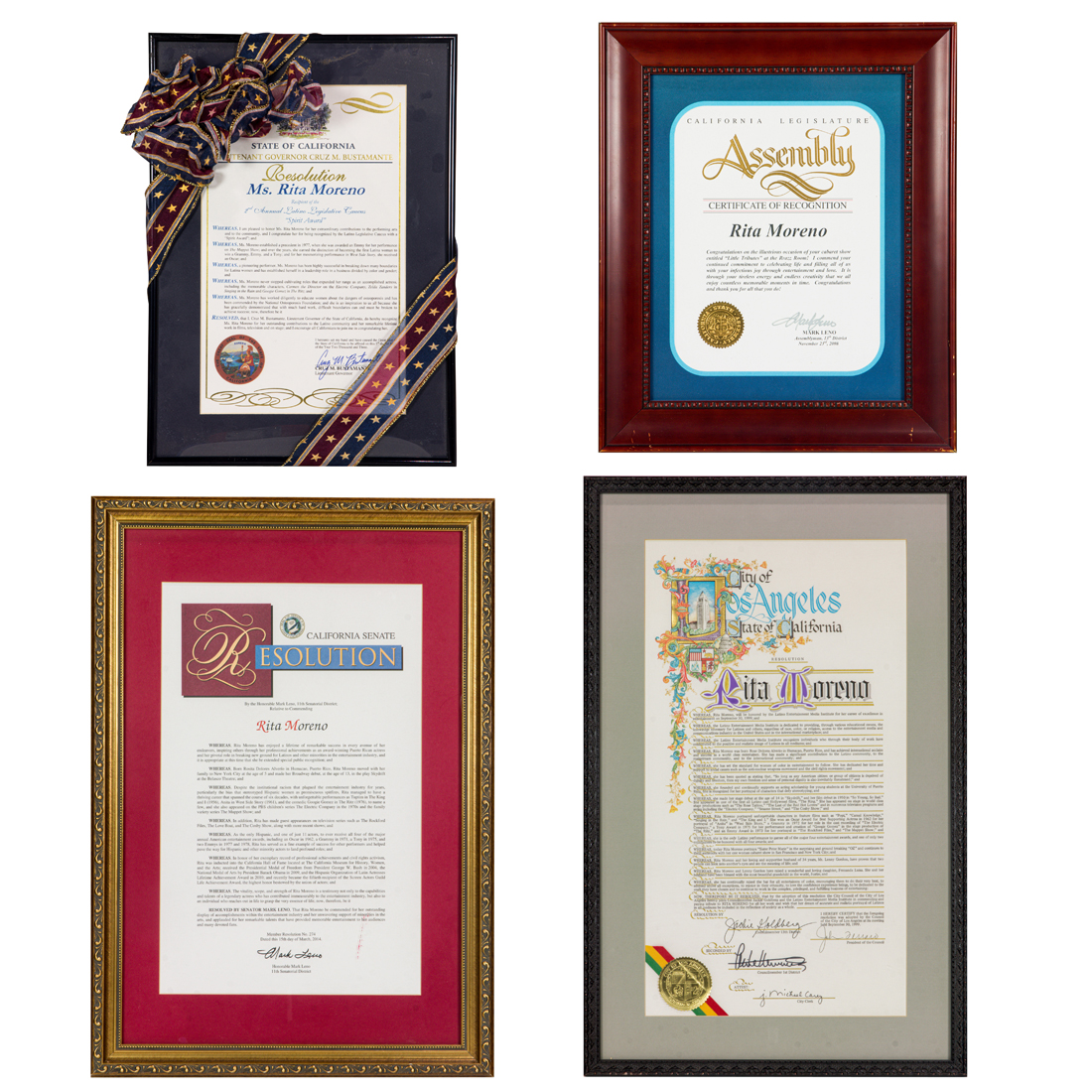 RITA MORENO, FRAMED AWARDS, GROUP