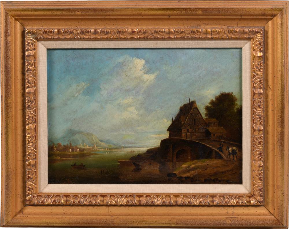 RIVER LANDSCAPE, OIL ON CANVAS,