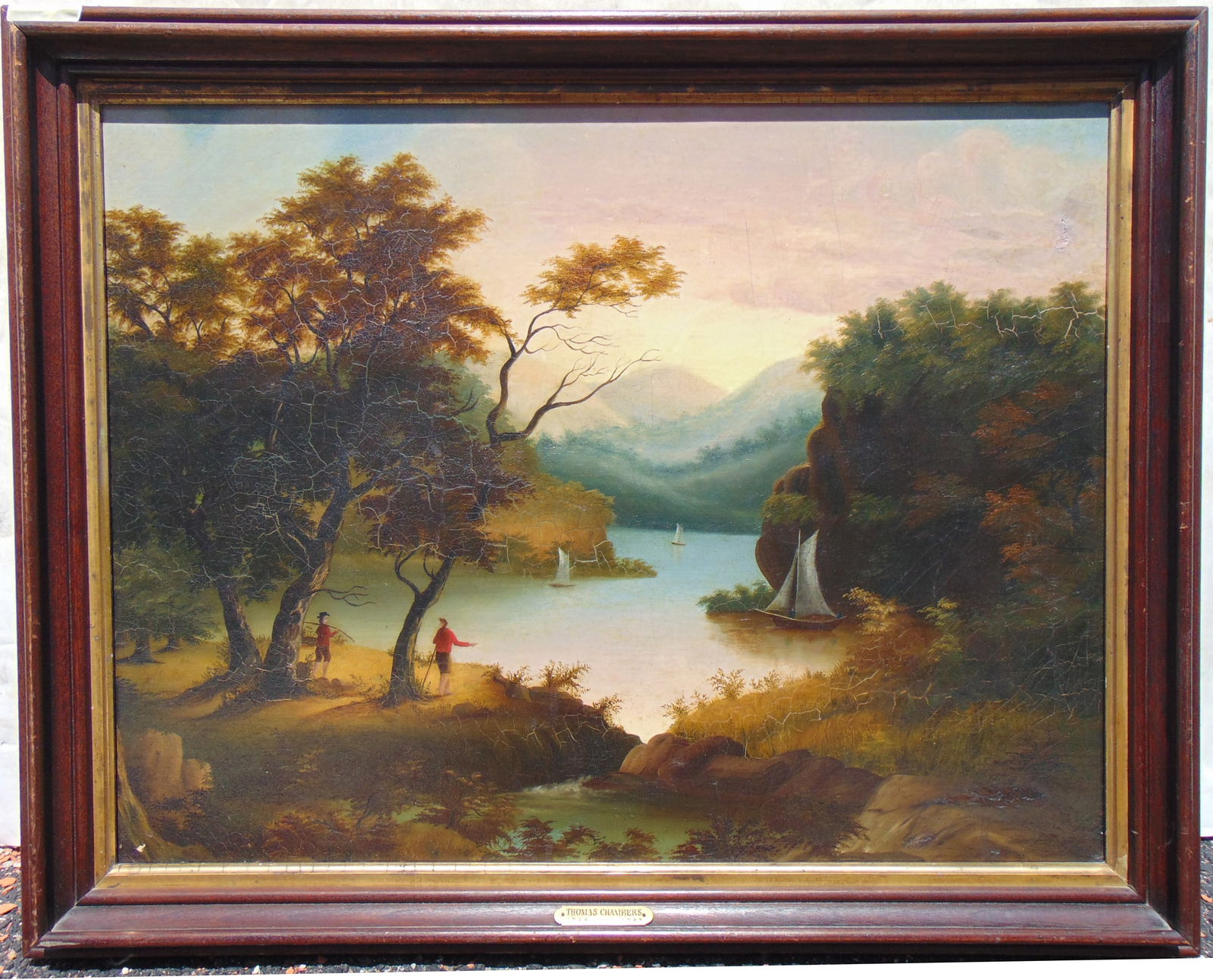 RIVER LANDSCAPE WITH SAILBOATS,