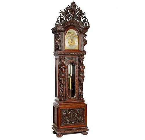 R.J. HORNER TALL CASE CLOCKCarved
