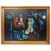 RL SIGNED SURREAL OIL ON CANVA