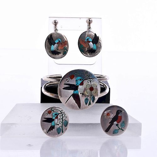 RNL MULTI-STONE BIRD INLAY CUFF,