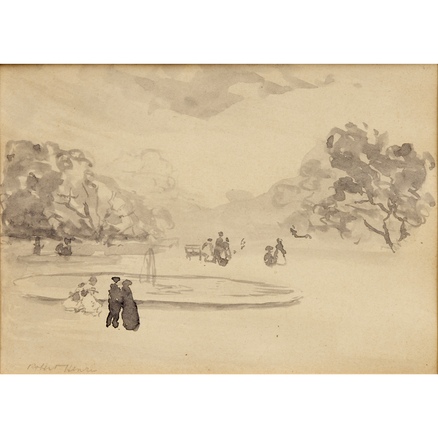 ROBERT HENRI, INK WASH ON PAPER