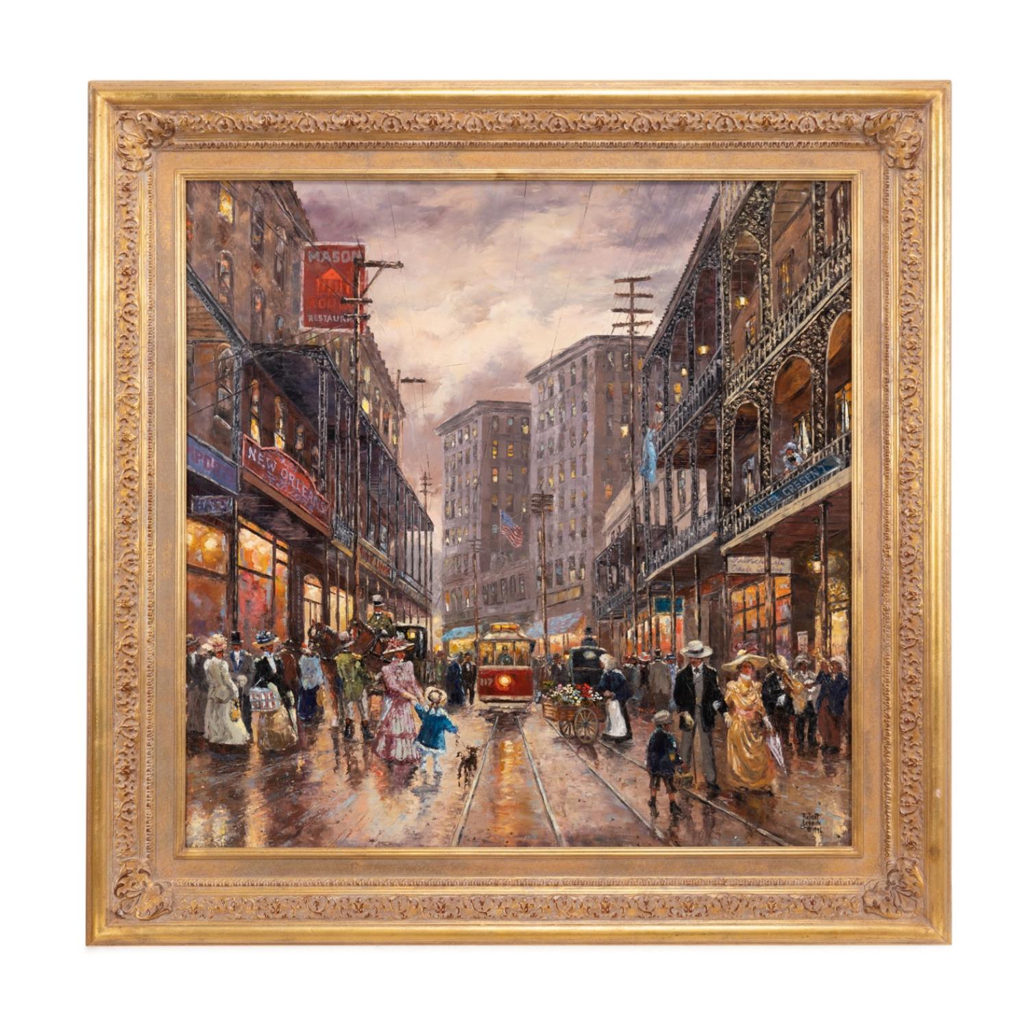 ROBERT LEBRON "STREET SCENE" OIL ON