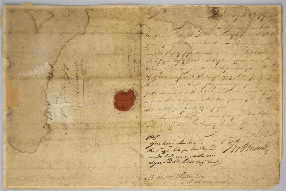 ROBERT MORRIS. AUTOGRAPHED LETTER