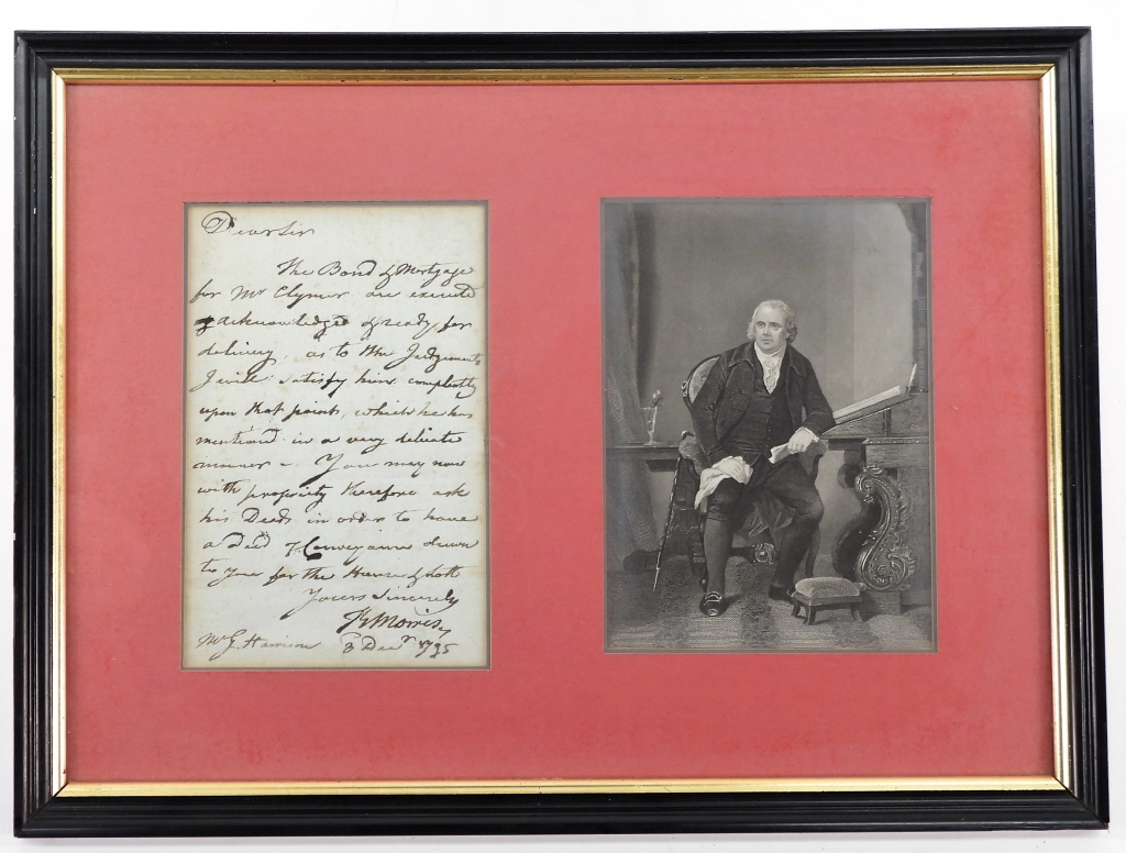 ROBERT MORRIS SIGNED LETTER