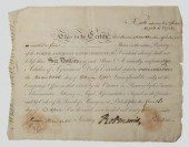 Robert Morris signed stock cer