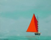 ROBERT STARK, RED SAILBOAT, O/