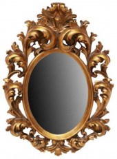 ROCAILLE GILT CAST BEVELED WAL