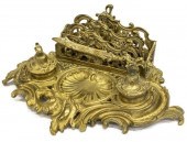 ROCAILLE GILT METAL ENCRIER IN