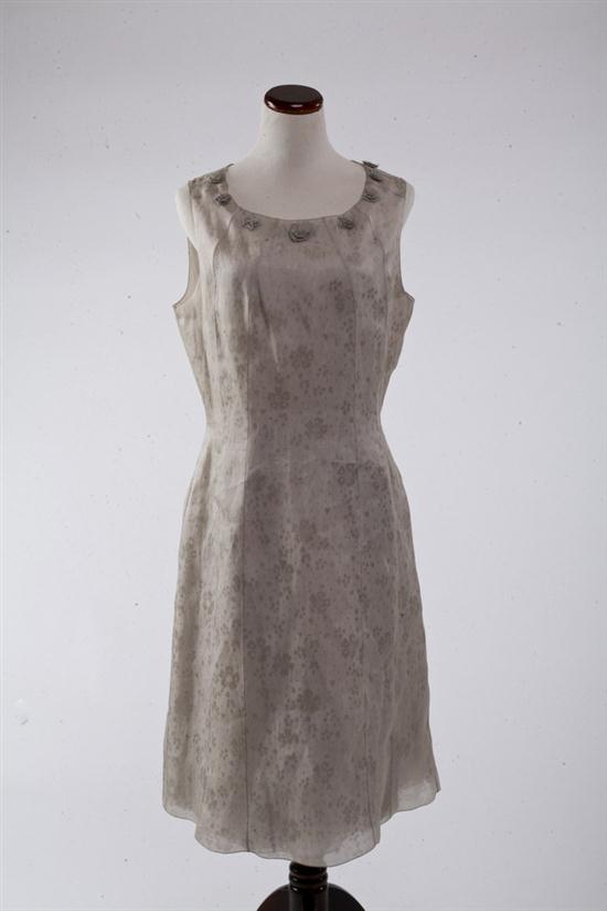 ROCHAS GREY TAFFETA FLORAL DRESS