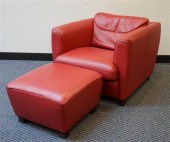 ROCHE BOBOIS RED LEATHER LOUNG