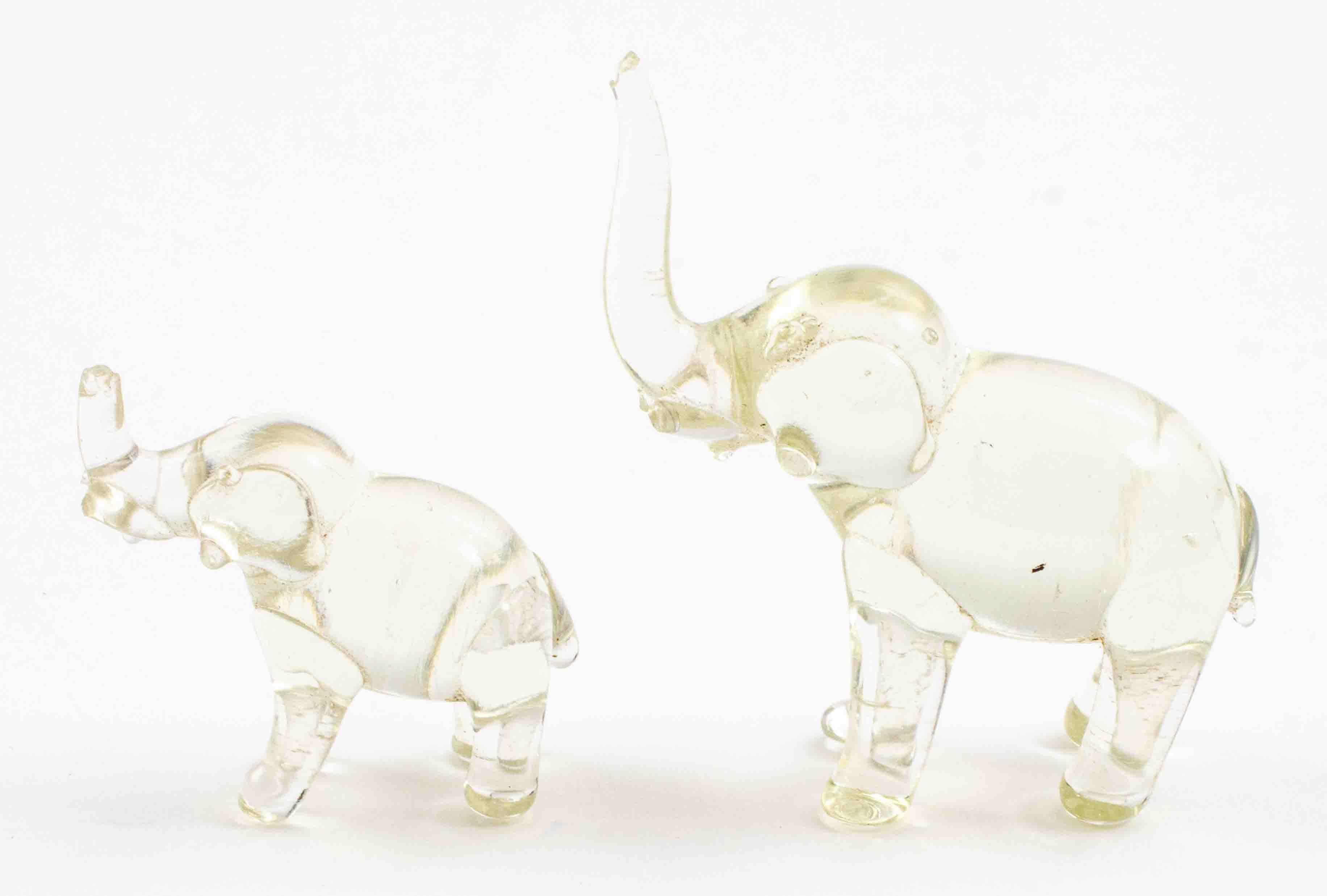 ROCK CRYSTAL CARVINGS OF ELEPHANTS,