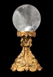 ROCK CRYSTAL SPHERE ON GILT BR