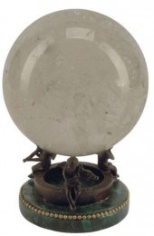 ROCK CRYSTAL SPHERE ON MALACHI