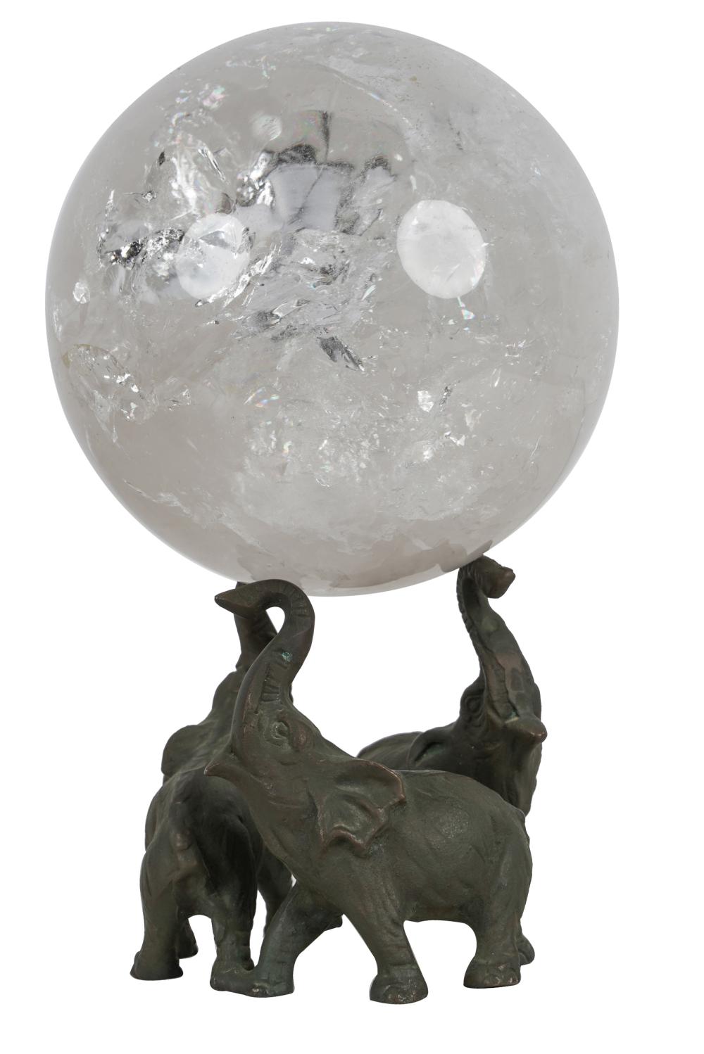 ROCK CRYSTAL SPHEREset atop metal