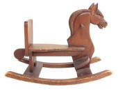ROCKING HORSE, CARVED WOOD WIT