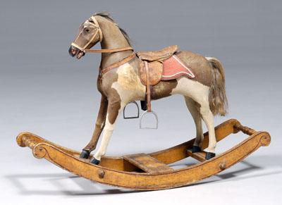 Rocking horse, horsehide covered