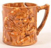 ROCKINGHAM GLAZED SHAVING MUG.